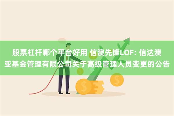 股票杠杆哪个平台好用 信澳先锋LOF: 信达澳亚基金管理有限公司关于高级管理人员变更的公告