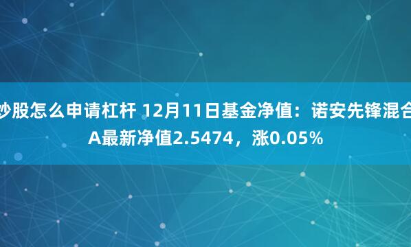 炒股怎么申请杠杆 12月11日基金净值：诺安先锋混合A最新净值2.5474，涨0.05%