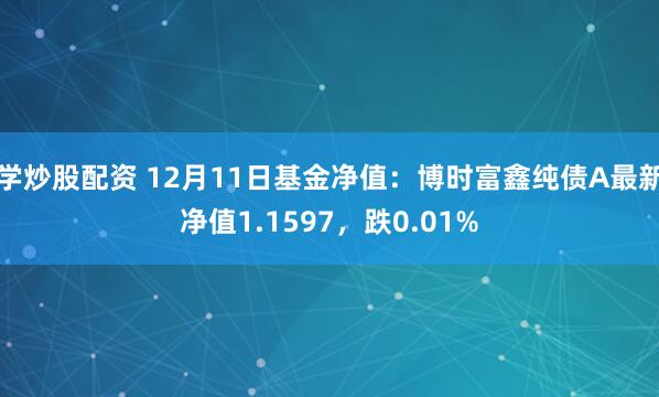 学炒股配资 12月11日基金净值：博时富鑫纯债A最新净值1.1597，跌0.01%