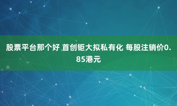 股票平台那个好 首创钜大拟私有化 每股注销价0.85港元