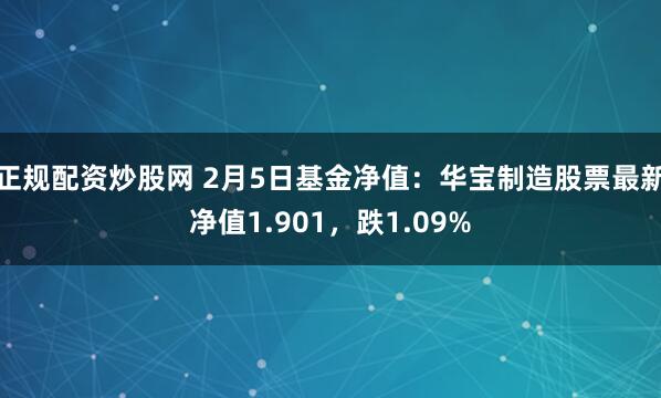 正规配资炒股网 2月5日基金净值：华宝制造股票最新净值1.901，跌1.09%