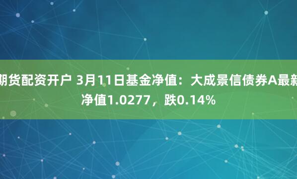 期货配资开户 3月11日基金净值：大成景信债券A最新净值1.0277，跌0.14%