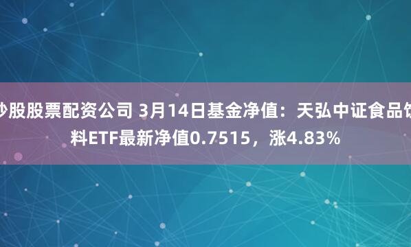 炒股股票配资公司 3月14日基金净值：天弘中证食品饮料ETF最新净值0.7515，涨4.83%